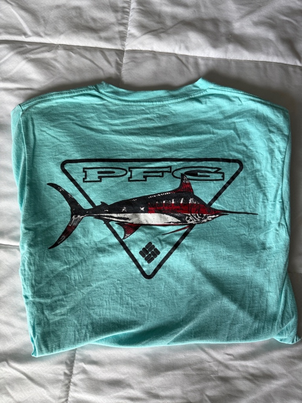 Columbia Aqua Short-Sleeve Shirt with Marlin Graphic